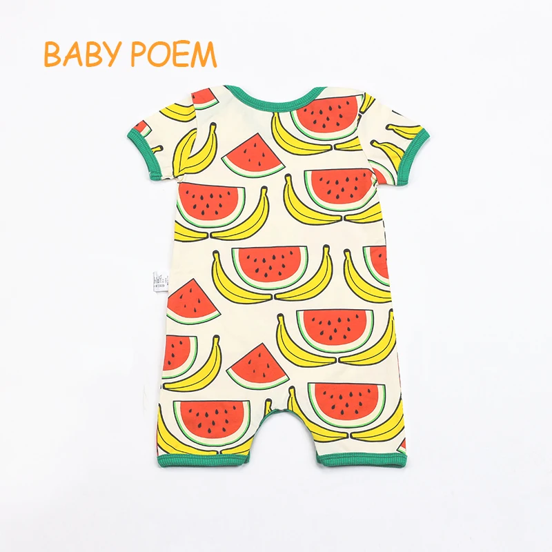 Babypoem Cotton new born baby clothes conjoined summer short sleeved clothing romper jumpsuit 2017 watermelon Banana printing | Детская