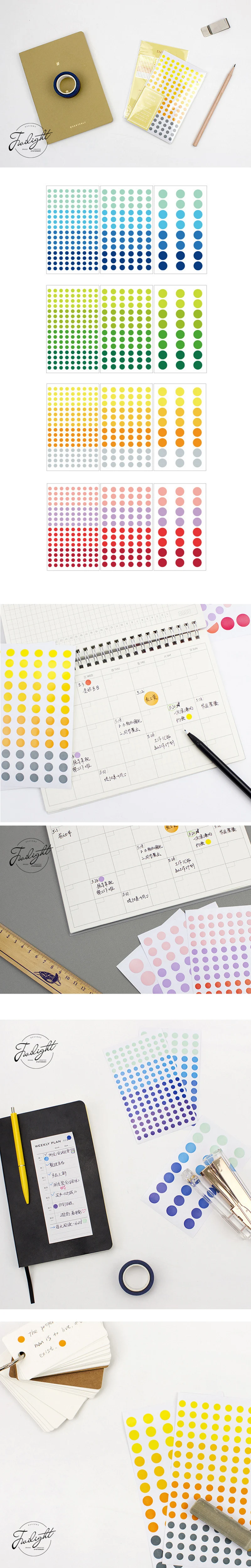 6 листов/лот Цвет dots бумажные наклейка, сделай сам, скрапбукинг дневник наклейки в альбом почтовые принадлежности, школьные принадлежности