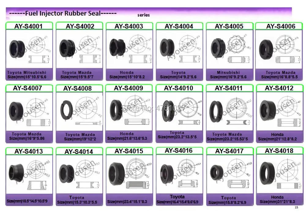 Free shipping 20pieces-500pcs Gromment Seals 16*9*5.8mm For Toyota Mazda Subaru Fuel Injector Repair Kit Lower Seal For AY-S4036