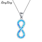 Подвески и ожерелья RongXing с надписью Love Infinity BlueWhite Fire Opal для женщин, чокер серебряного цвета с камнем-талисманом