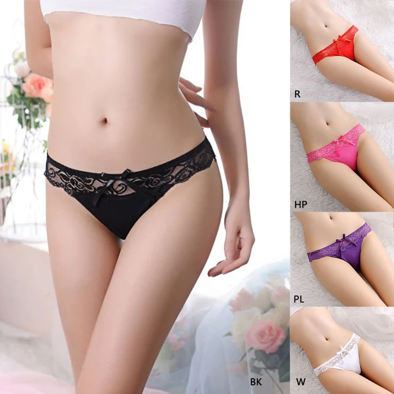 Сексуальные цветочные кружевные Трусы Bowknot Decor See Through женские трусы &quotТонг&quot |