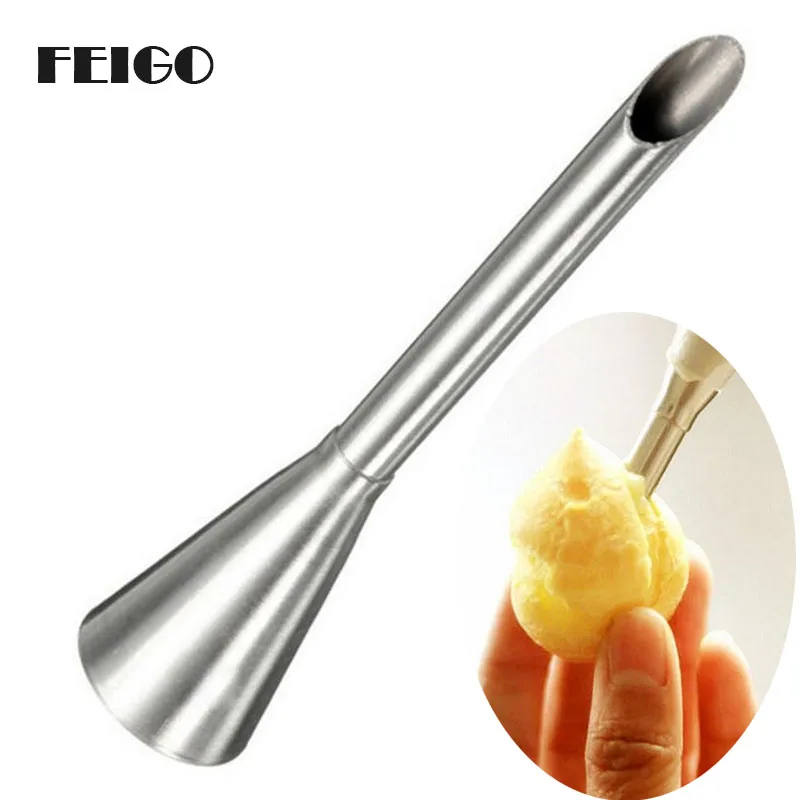 

FEIGO 1Pcs Long Puff Nozzle Tip Stainless Steel Cake Puffs Injection Tool Pastry Tips Puff Syringe Machine Kitchen Gadget F824