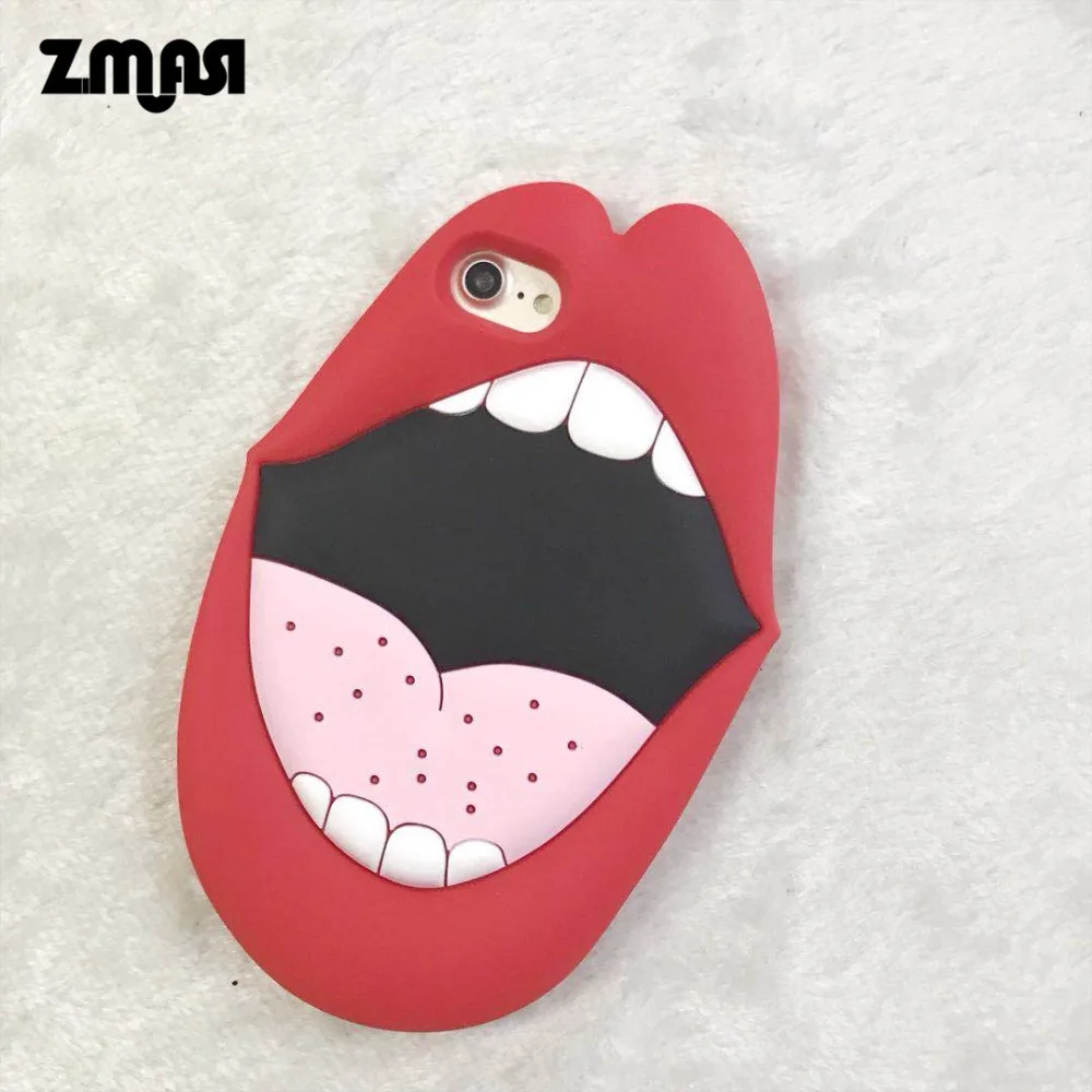Zmasi 2018 Новый 3D красный Средства ухода за губами cell чехол для iPhone X 8 7 силиконовые