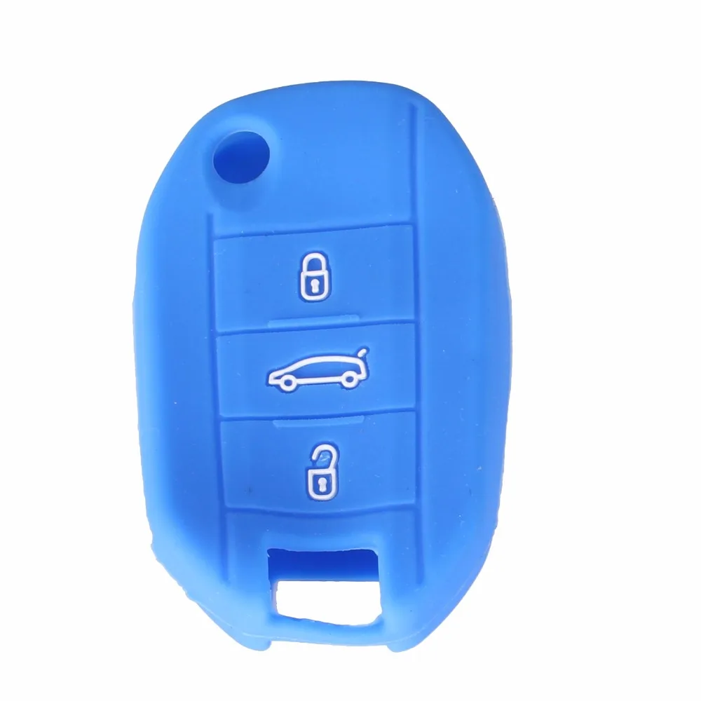 KEYYOU силиконовые дополнения для автомобиля ключ чехол peugeot 508 301 2008 3008 408 3 пуговицы