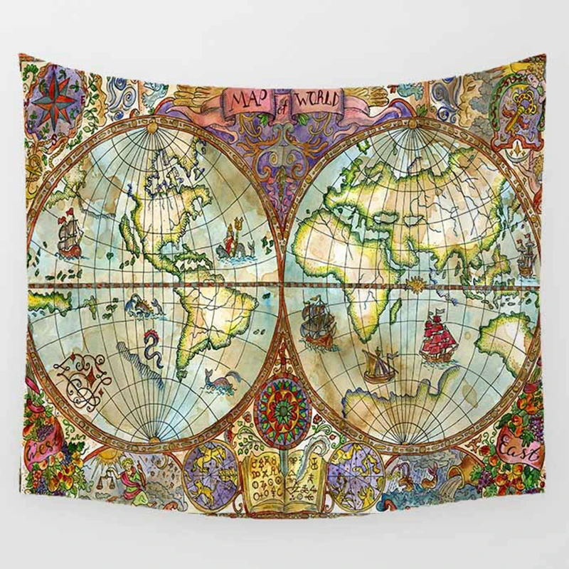 

Hot sale world map tapestries wall hanging tapestry rectangle wall tapestry size L 200*150cm M 150*130cm
