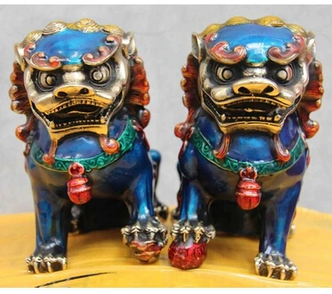 

Chinese Folk blanco plateada bronce cobre pintadas Evil pintado Fuu perro par copper decoration bronze factory Pure Brass