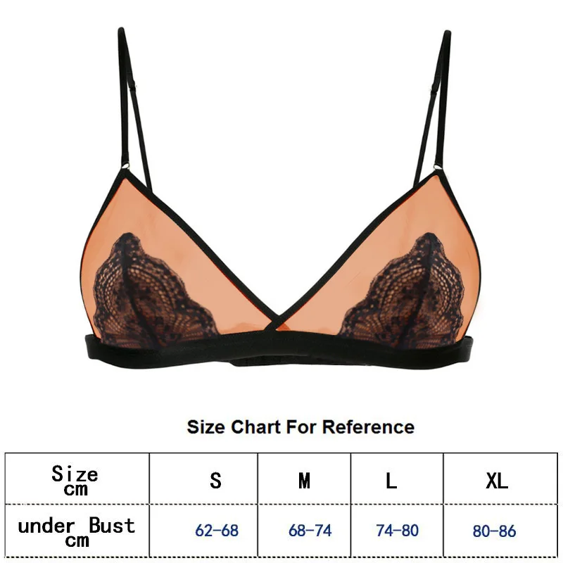 Orange bralette Сексуальный бюстгальтер без косточек, прозрачное ультратонкое женское нижнее белье, бесшовное, без подкладки, дышащее женское нижнее белье, женский кружевной бюстгальтер без косточек - Цвет: Orange bralette