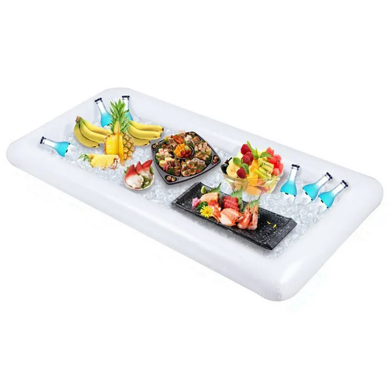 Portable Inflatable Ice Cooler Serving Bar Salad Buffet Picnic Drink Table Party Camping Tables White PVC Healthy 400g EN 71