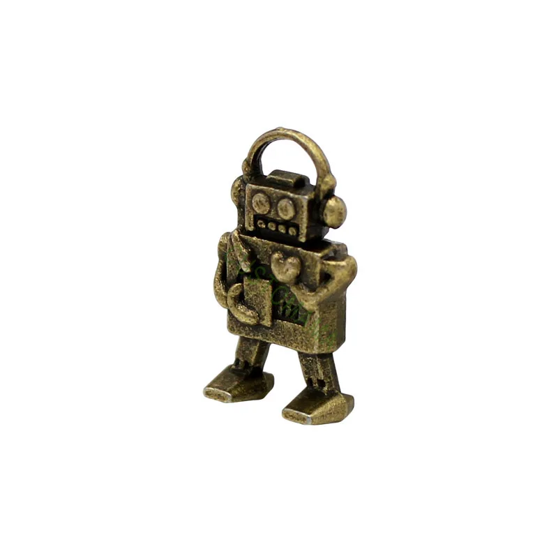 

80pcs-Robot подвески. Античная бронза тон 3D Мини робот Шарм Кулон 17x9мм