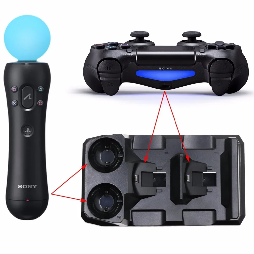 Зарядное устройство для контроллера PS4 док станция Playstation 4 Slim Pro PS VR Move Gamepad в 1