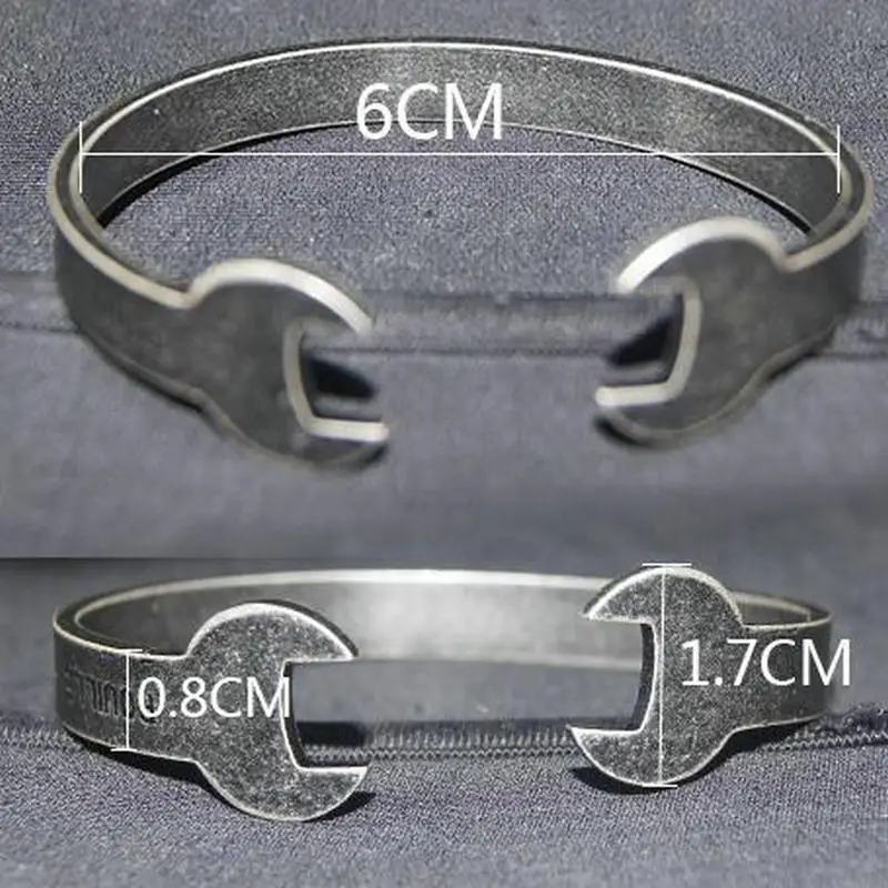 ANILLO бренд мужской гаечный ключ Браслеты Винтаж Серебряный механик Рок Открытый манжета браслет из нержавеющей стали для женщин влюбленных ювелирные изделия - Окраска металла: Vintage Silver 2 bs