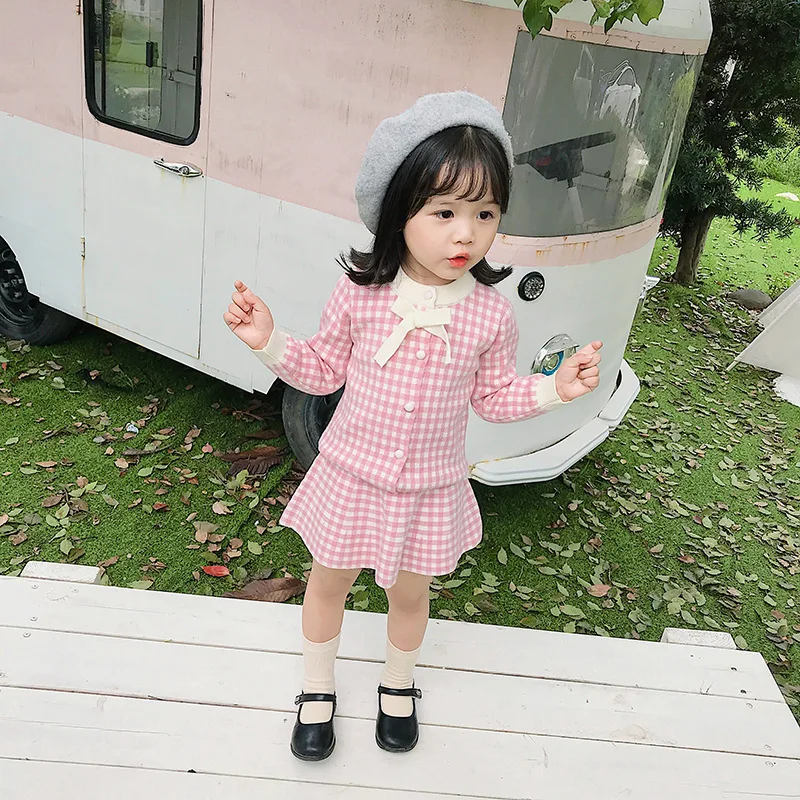 2 шт. детский вязаный кардиган в клетку|Свитера| |