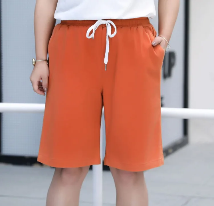 Женские летние повседневные шорты больших размеров 5XL-8XL, новинка, женские свободные шорты для бега, большие размеры 6XL 7XL, женские спортивные шорты, четыре - Цвет: caramel
