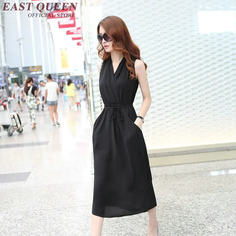 Женское платье без рукавов Повседневное с v образным вырезом летняя одежда