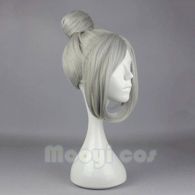 

Prison School Shiraki Meiko Cosplay Wigs 35cm Short Heat Resistant Synthetic Hair for Women Costume Party Wig Hair Bun Grey