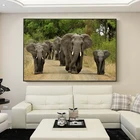 Современные плакаты и принты животных, настенная Картина на холсте, африканская луга, слоны, картины для гостиной, Декор без рамки