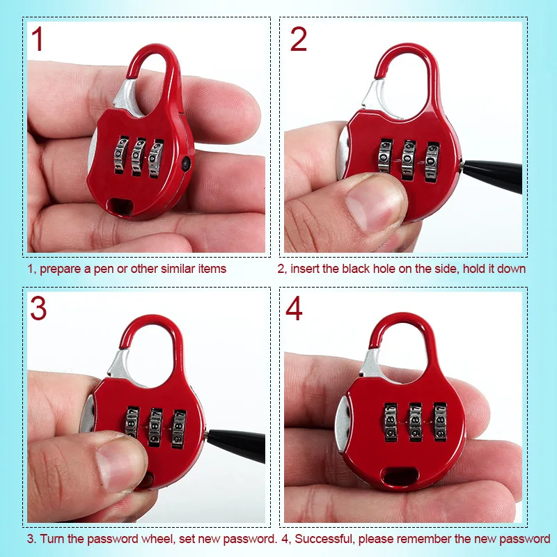 3 цифр Комбинации навесной замок для багажа небольшой коды с корпус из сплава