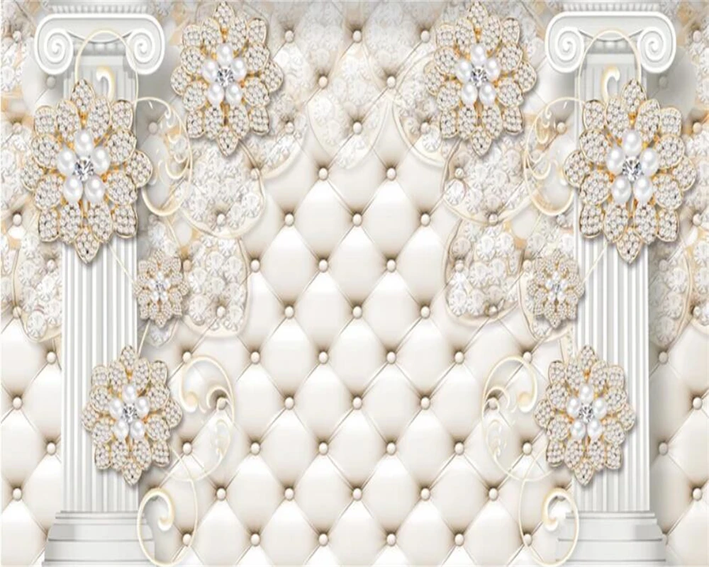 beibehang Custom 3D large wallpaper soft bag Roman column diamond jewelry murals background wall papers home decor 3d | Обустройство