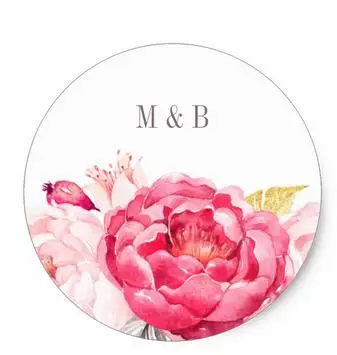 

1.5inch Pink Watercolor Flower Wreath Wedding Sticker