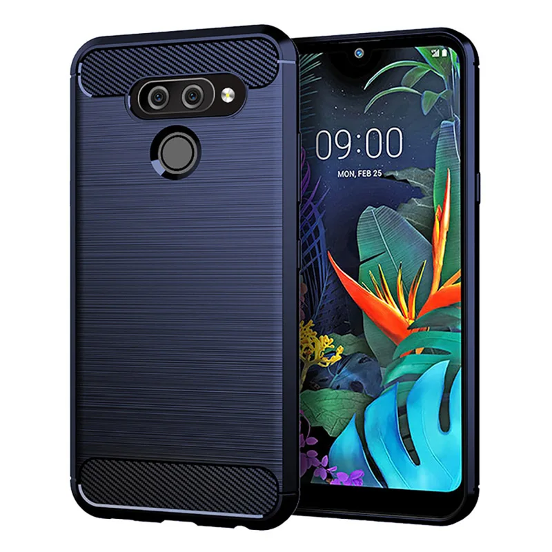 Cyan Углеродное волокно чехол для LG Q60 чехол силиконовый антиударный Чехлы для LG K50 K40 Stylo 5 W10 V40 V30 V30S K10 K8 G7 Q7 Q6 чехол s - Цвет: Cyan