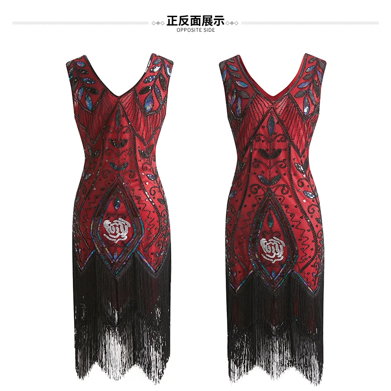 Mujeres s 1920 s vestido de aleta Gatsby винтажный talla grande ruaring S 20 s vestidos de disfraz con flecos para fiesta de gradu