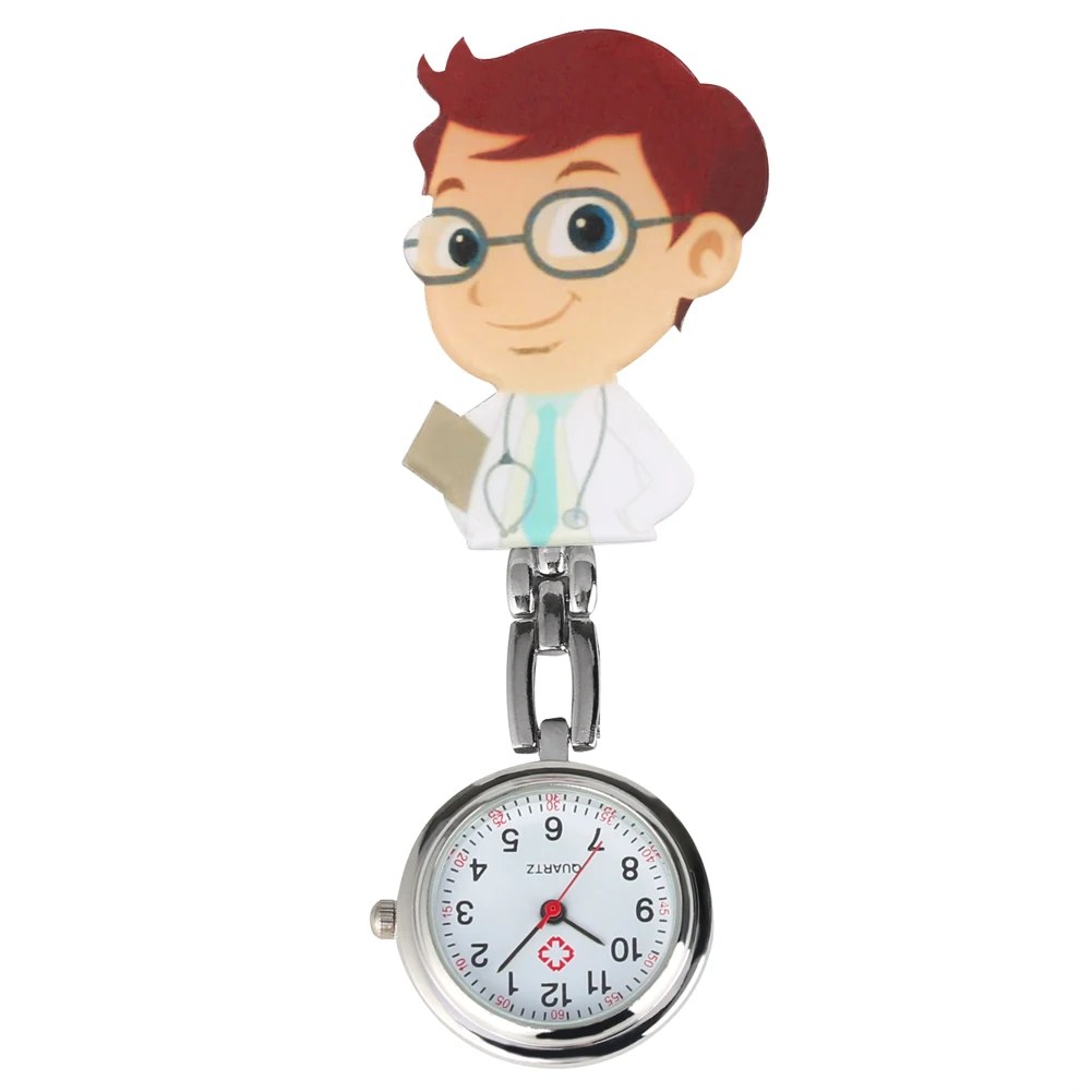 Doctor Men Стильный прозрачный белый циферблат с арабскими цифрами Подвесные часы для мужчин и женщин мультфильм доктор/узор с изображением сиделки практичный зажим из нержавеющей стали - Цвет: Doctor Men