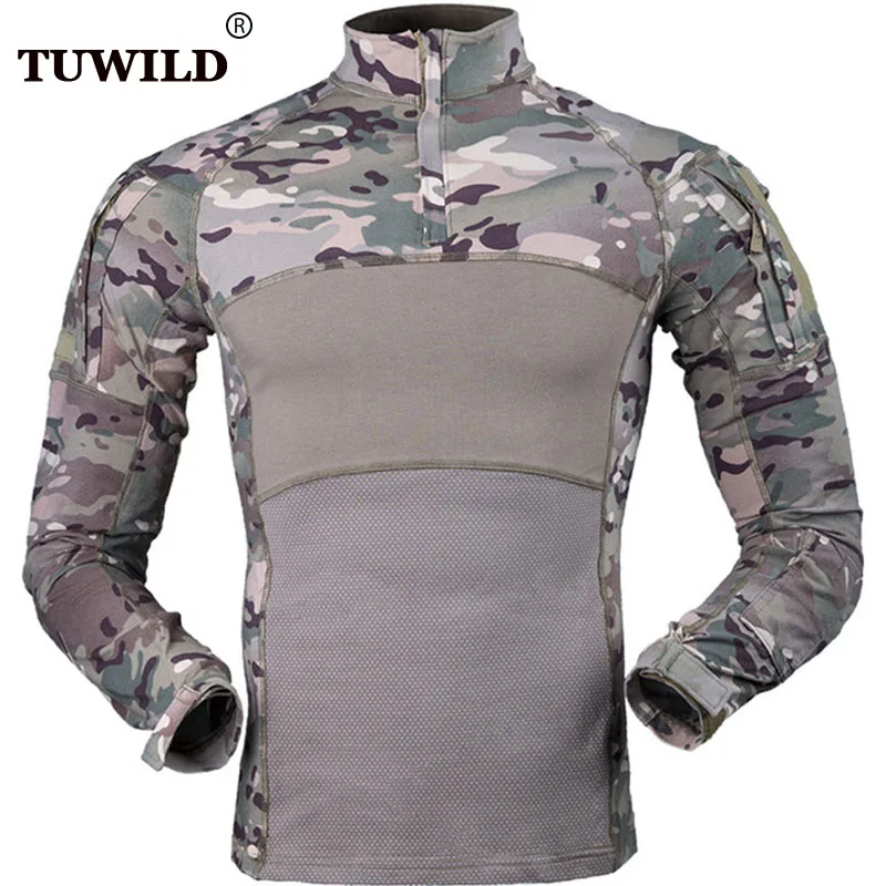 

New spring and autumn tactical camouflage long-sleeved quick-drying frog suit men and women outdoor sports long-sleeved T-shirt