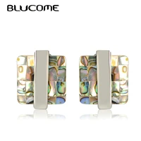 blucome new simple geometric earrings colorful shell women square earring fashion jewelry for girls party daily accessories gift