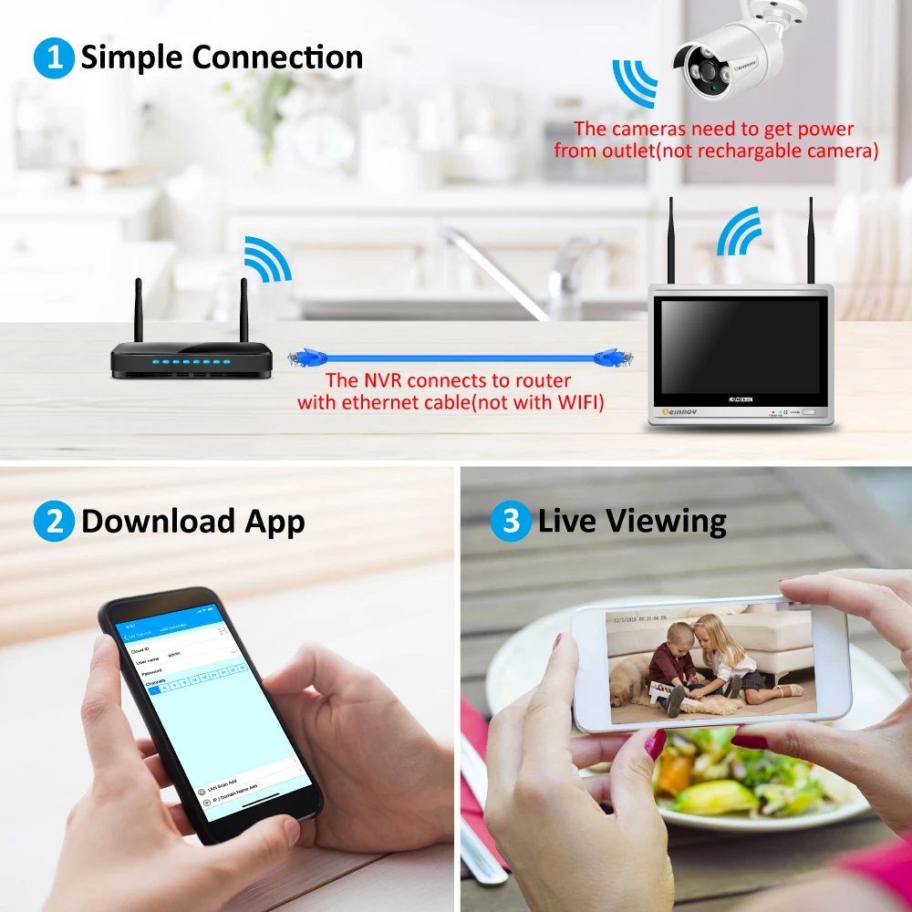 Einnov H.265 4CH домашняя беспроводная камера безопасности 5MP HD Wifi камера видеонаблюдения ip-камера CCTV NVR Wi-Fi аудио система P2P