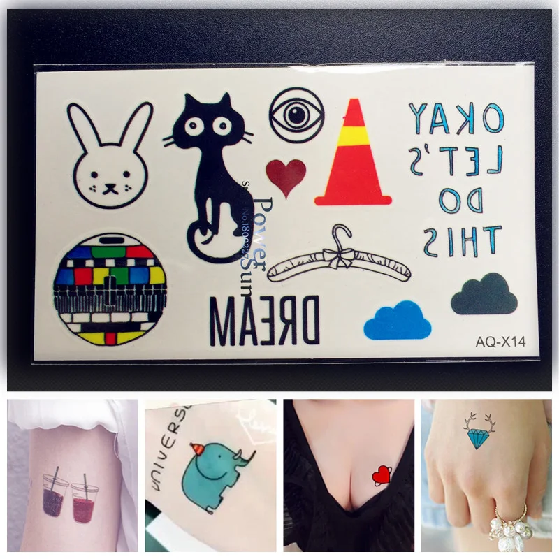 1 шт. милый flash Временные татуировки Водонепроницаемый Черный кот paq-x14 Южная Корея