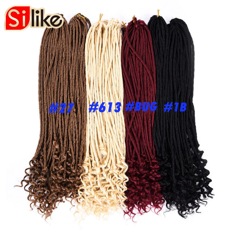 Silike 20 дюймов богиня Faux locs Curly вязанные волосы 24 корня/упаковка искусственные замки синтетические вязанные косички для наращивания волос