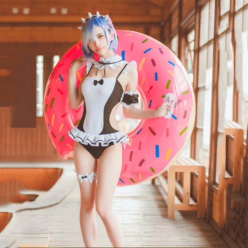 Anime Re: Life a Different World from Zero Ram Rem Fanart Cosplay Costume Kawaii Swimsuit Re:Zero kara Hajimeru Isekai Seikatsu |