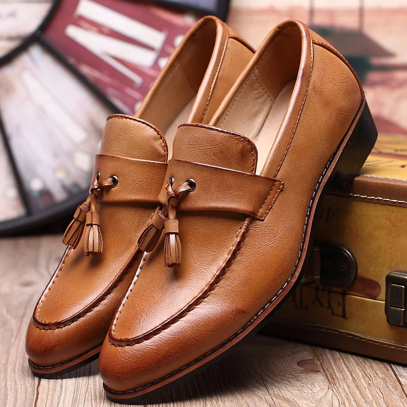 

Slip On Flats Loafers Male Shoes Fashionable Mens Casual PU Leather Shoes Comfortable Soft Handmade Driving Shoes
