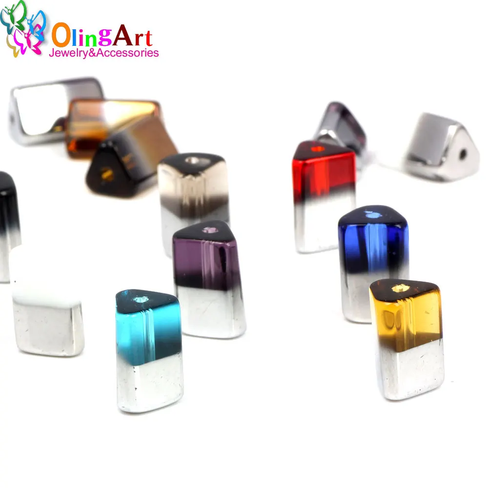 OlingArt 14*9*9 мм 12 шт. стеклянные кристаллы металлическое покрытие зеркальные бусины
