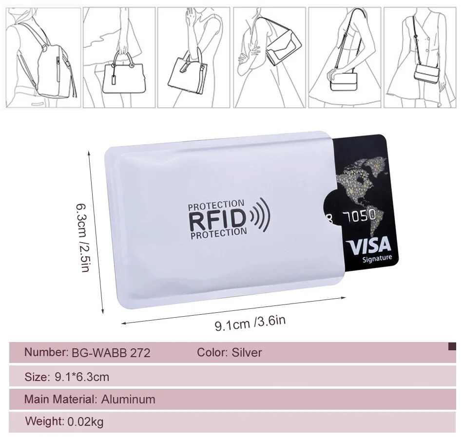 Алюминиевый защитный чехол для карт с защитой от пиратства, Rfid чехол для NFC/RFID, блокирующий считыватель, блокирующий банк, Бесконтактный чехол для кредитных карт