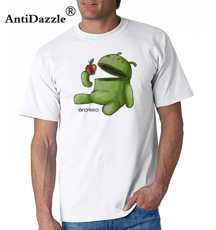 2017 hot brand tops tees funny Android Eating design T shirts short sleeve men clothing fashion summer cotton t-shirts | Мужская одежда