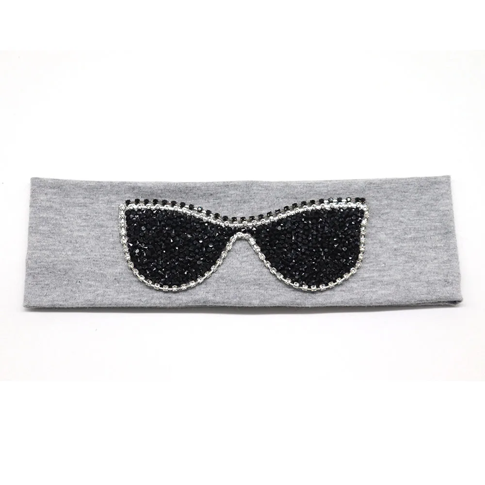 Light Grey Black 5,5 см Девушки Солнцезащитные очки повязки на голову Летняя мода стразы эластичная повязка на голову для девочек Дети хлопок повязки аксессуары для волос - Цвет: Light Grey Black