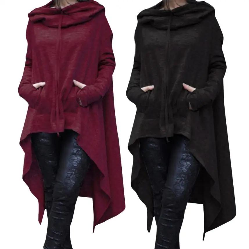 Women Casual Irregular Hood Sweatshirt Hooded Ladies Long Pullover Blouse Tops winter warm women's hoodies female jacket coat#20 | Женская