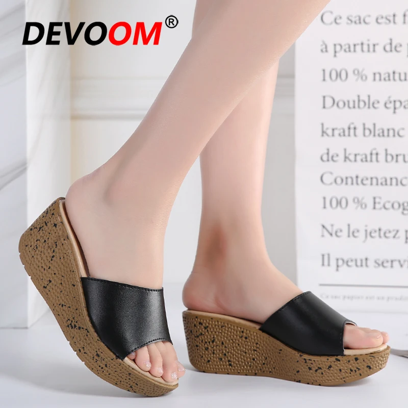 New Fashion White Platform Flip Flops Summer Breath Teenslippers Women Indoor Slippers Pu Black Slides Sloffen Wedge | Обувь