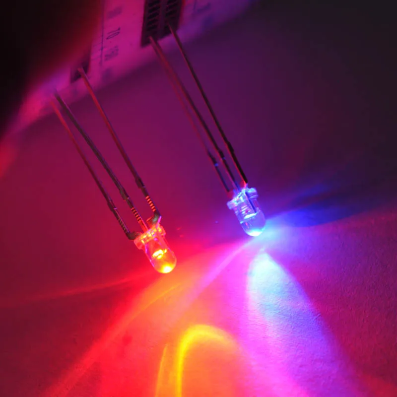 PHISCALE 50 шт. 3 мм красный/синий двухцветный светодиодный общий катод Круглый с