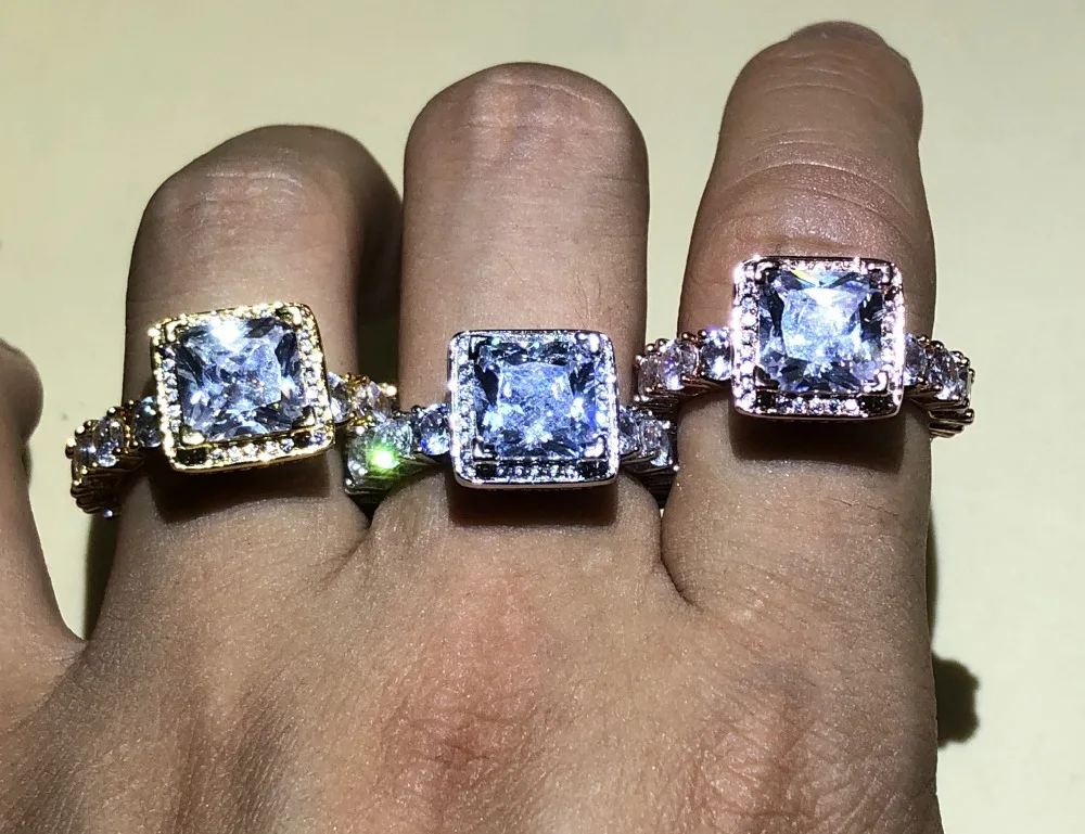 Настоящее Твердое Серебро 925 пробы и желтое золото свадебные кольца ювелирные