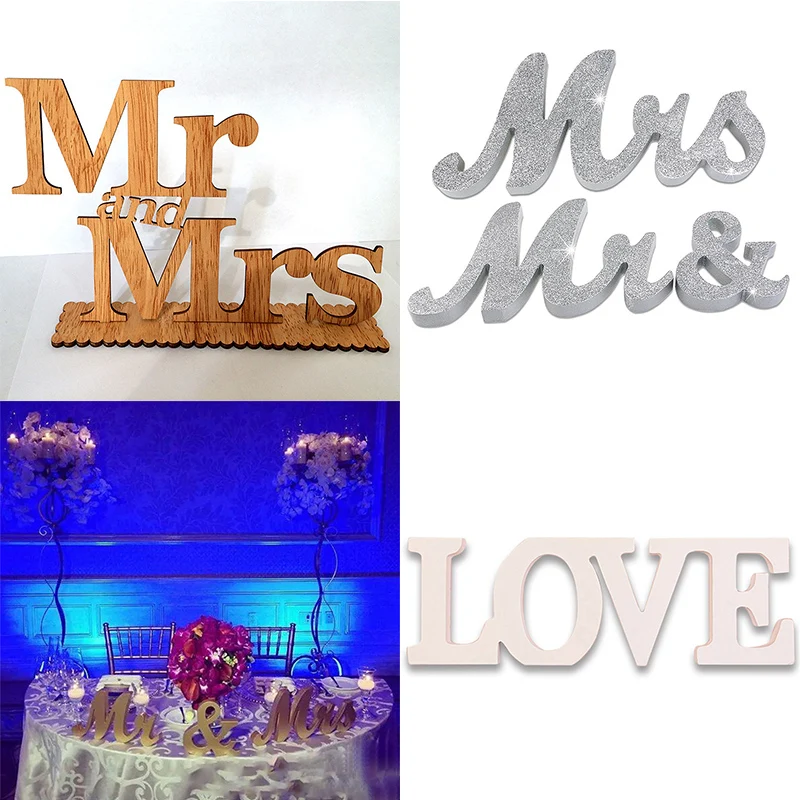 1 комплект Mr Mrs любовь День рождения украшения 3D деревянные буквы Letras Свадебные