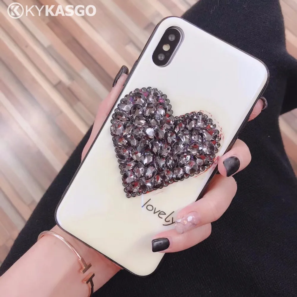 Роскошная сверкающая Блестящая крышка для iPhone 7, 7plus 6 6 S Plus Diamond мягкие в романтическом стиле с украшениями в виде сердца Чехлы для телефона для iPhone X 8 Plus