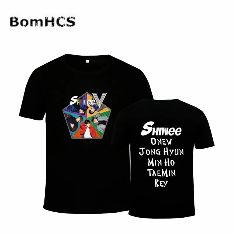Хлопковая футболка BomHCS Kpop SHINee летняя с коротким рукавом и альбомом унисекс