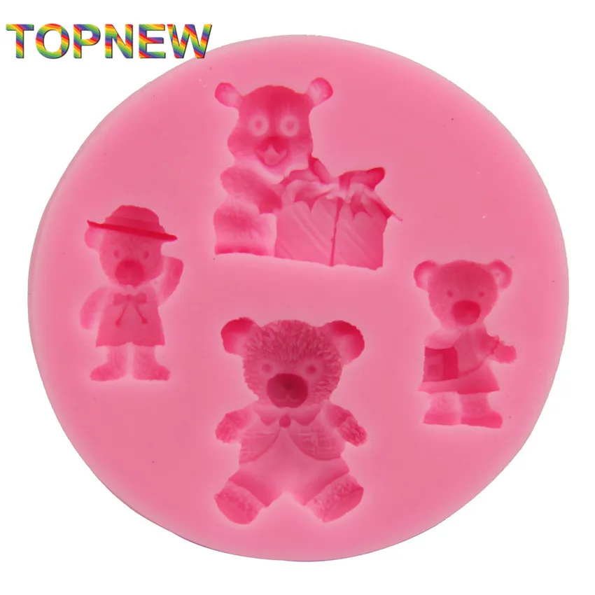 DIY Rushed Cartoon Teddie Bear 3d silicone mold Fondant Figure Candy Jello Cake Decorating Tools Silicone Soap Mould C1787 | Дом и сад