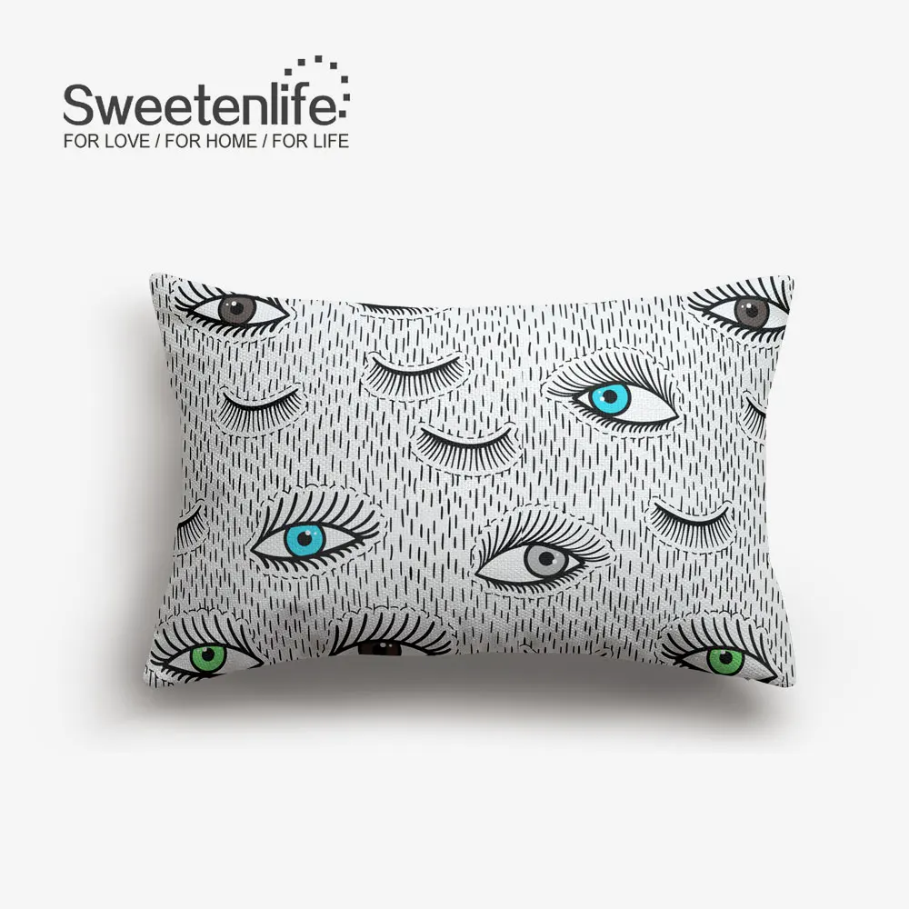 SL0325-L Sweetenlife 45x45 см нарисованные вручную глаза модные наволочки стиль наволочки для дома Декор Высокое качество Белый лен подушка для стула - Цвет: SL0325-L