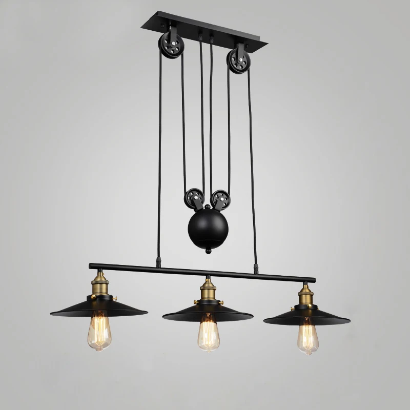 Винтажный подвесной светильник Лофт железный шкив лампа для кухни украшение