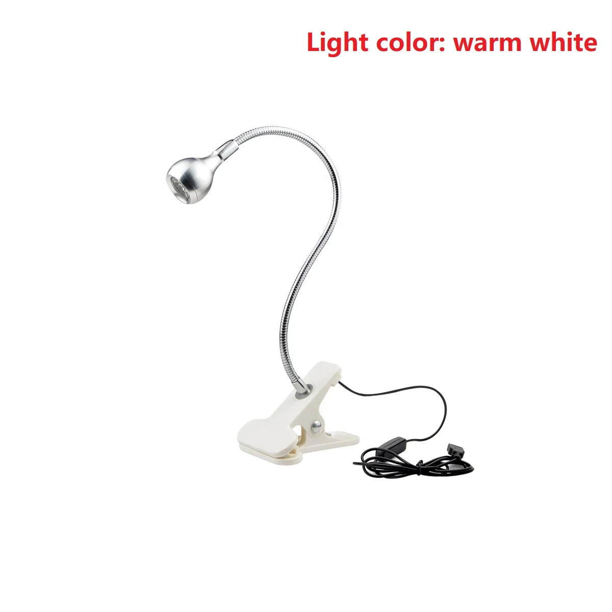 Silver warm white 5 В USB Мощный светодиодный Настольный светильник, гибкая лампа для чтения книг, настольная лампа с зажимом для дома, спальни, освещения для учебы - Цвет корпуса: Silver warm white