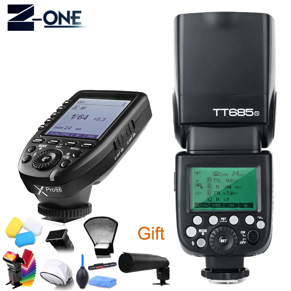 Вспышка для камеры Godox TT685N TTL 2 4 ГГц Высокая скорость 1/8000s GN60 с Xpro N беспроводной
