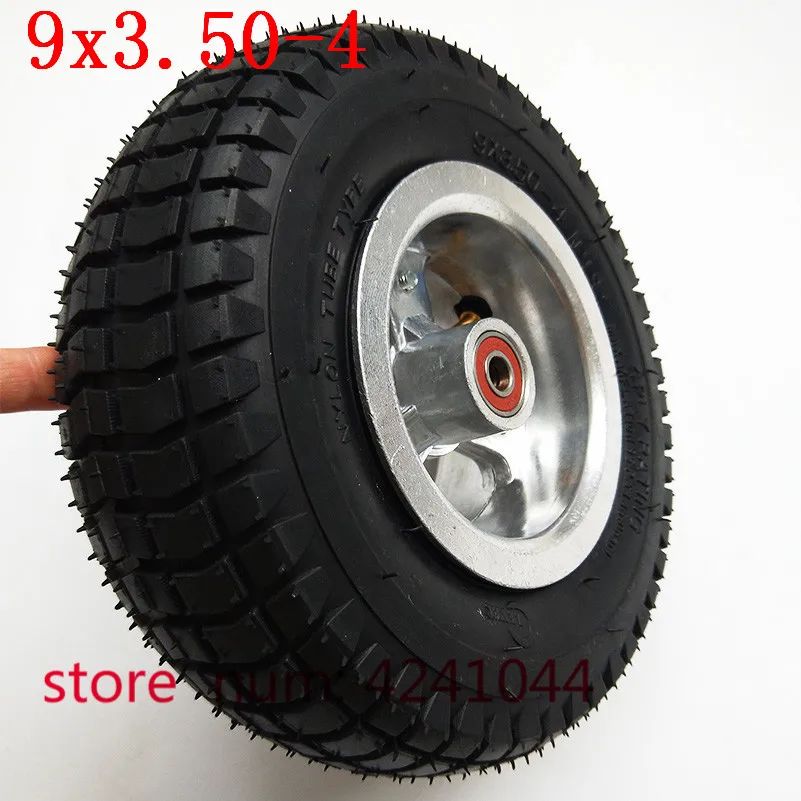 Free shipping 9 inch wheel 9x3.50-4 tires tyre Inner Tube and rim Combo for Gas Scooter Skateboard Pocket Bike Electric tricycle
